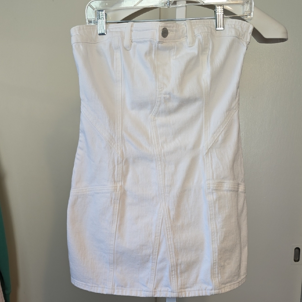 159 Blank NYC Strapless White Mini Jeans Dress